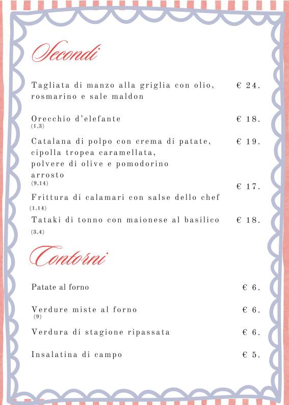 Menu di Casa Vidaschi 