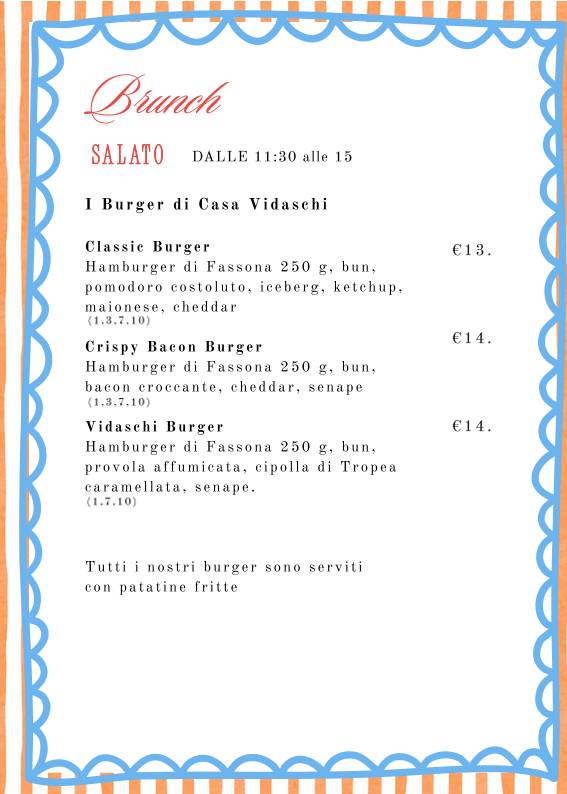 Menu di Casa Vidaschi 