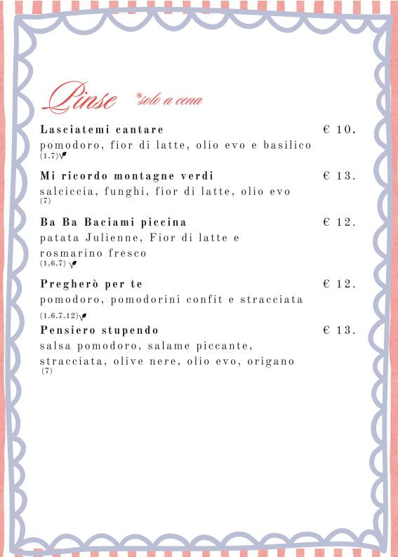 Menu di Casa Vidaschi 