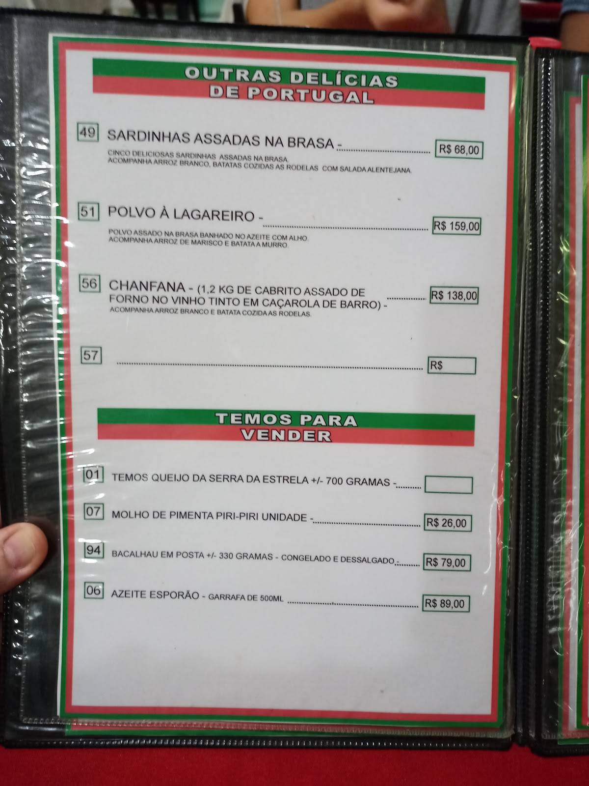 Casa do Bacalhau cardápio