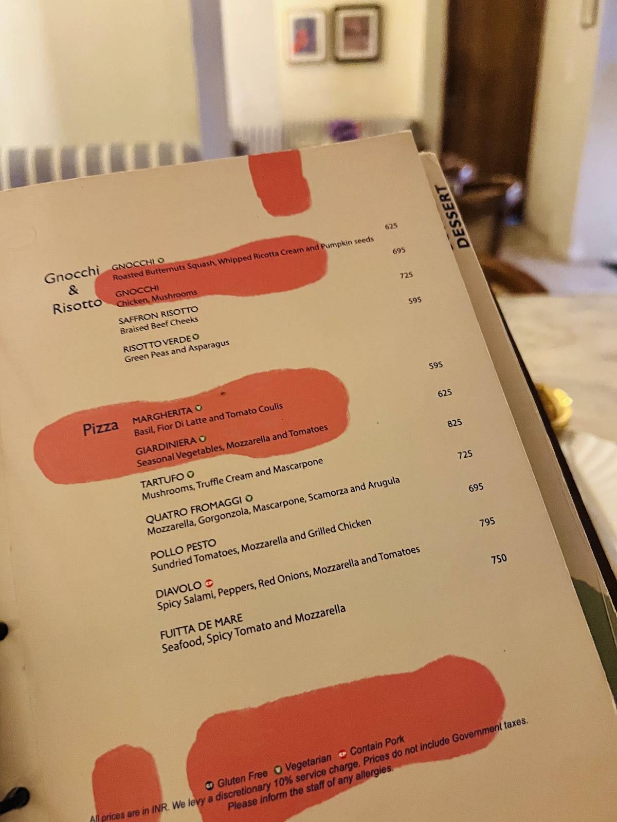 Casanoni Trattoria menu