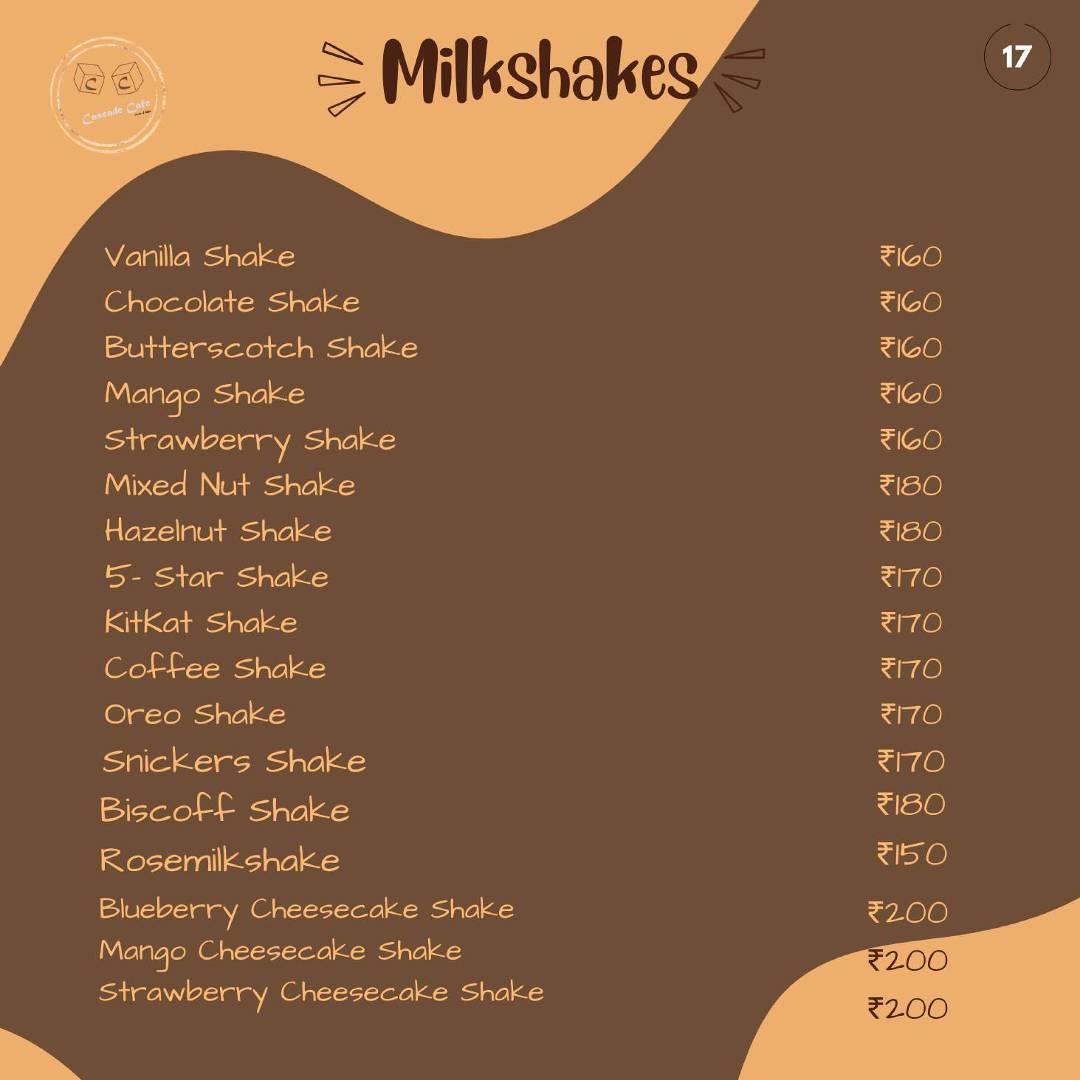 Cascade Cafe menu