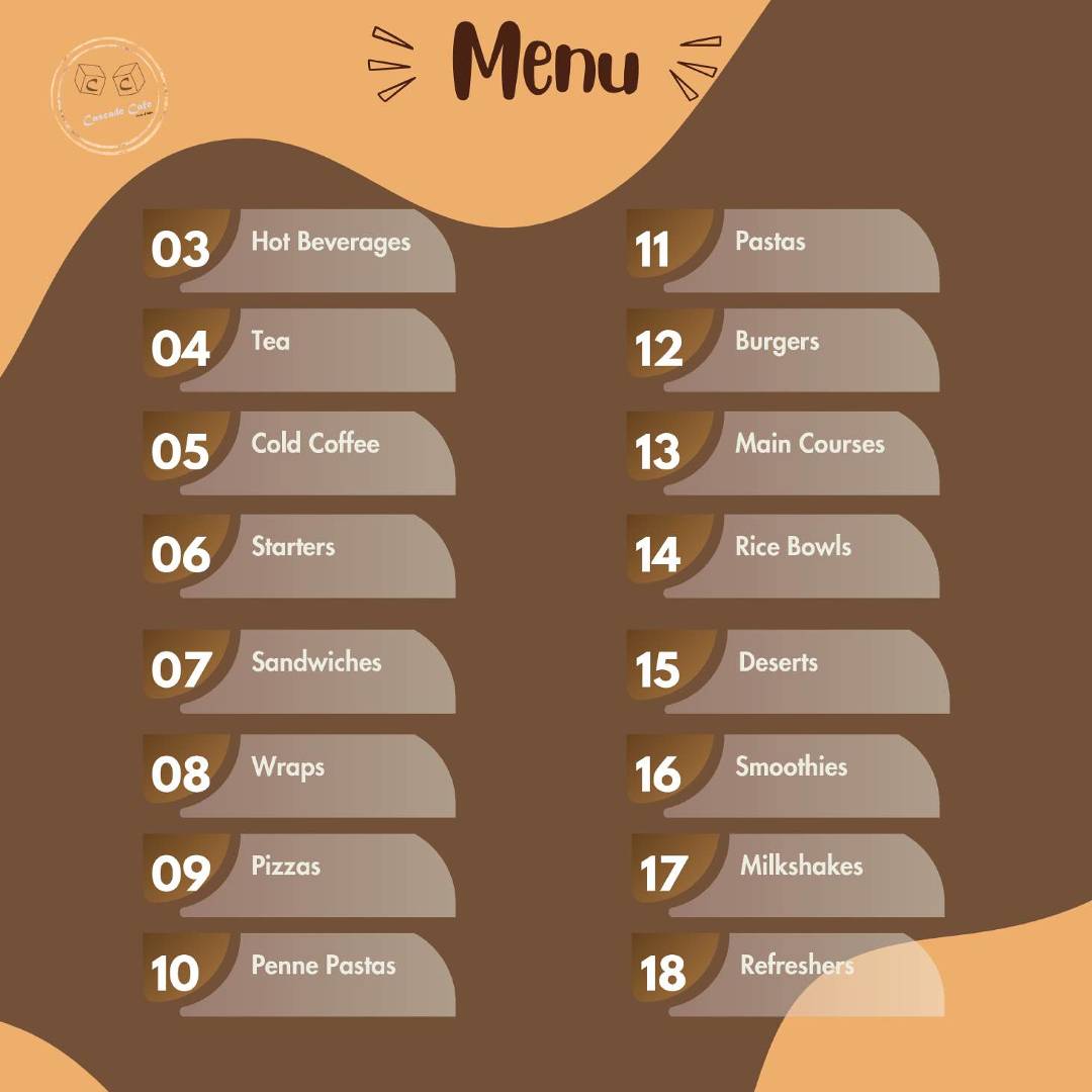 Cascade Cafe menu