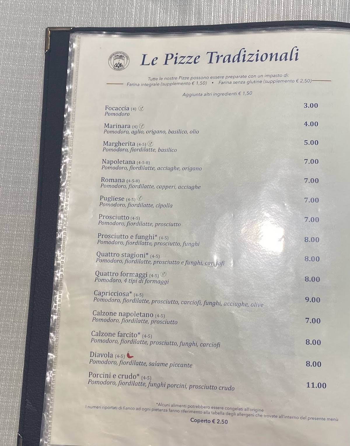 Menu di Ristorante Pizzeria Montecarlo 