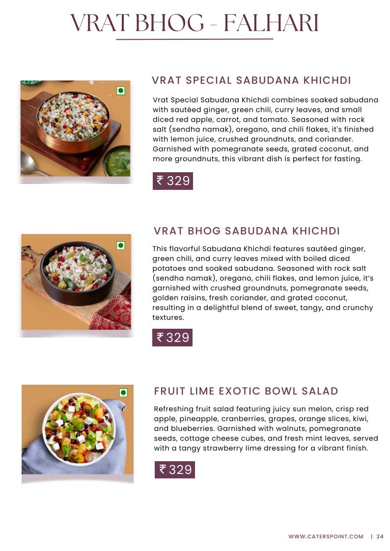 Caterspoint Vasant Kunj menu
