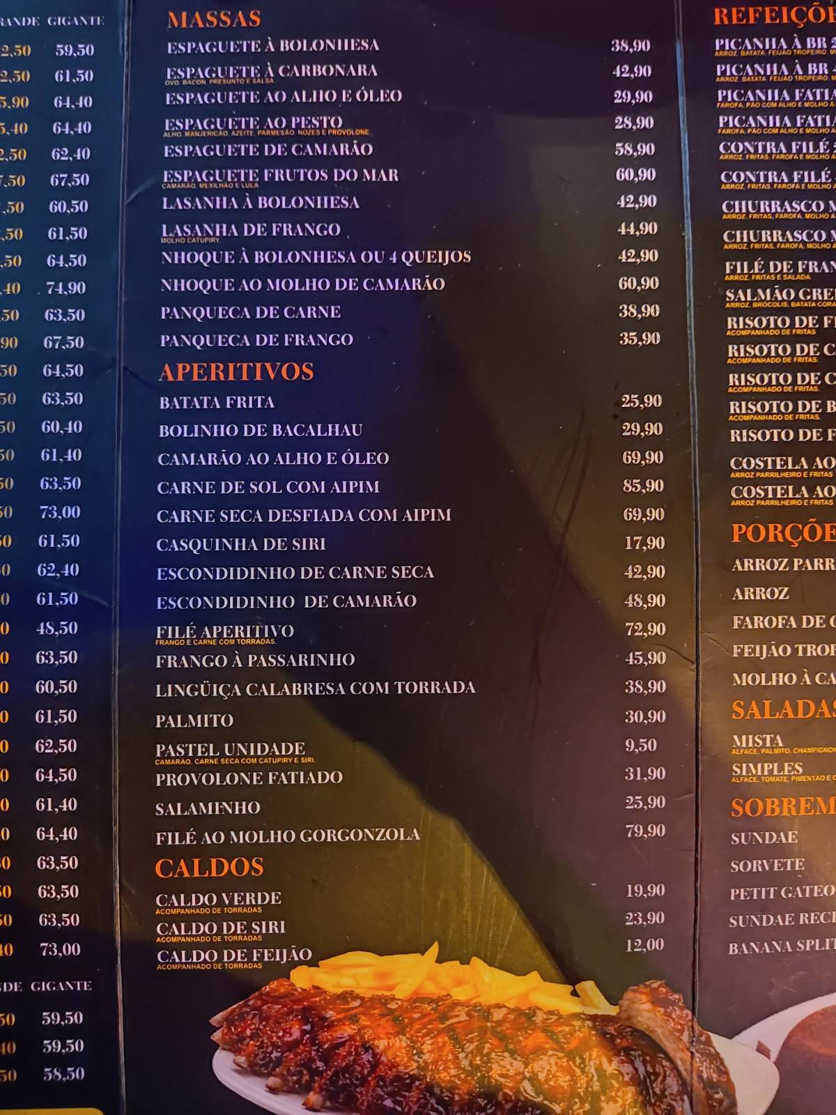 Cavernas Pizzaria cardápio