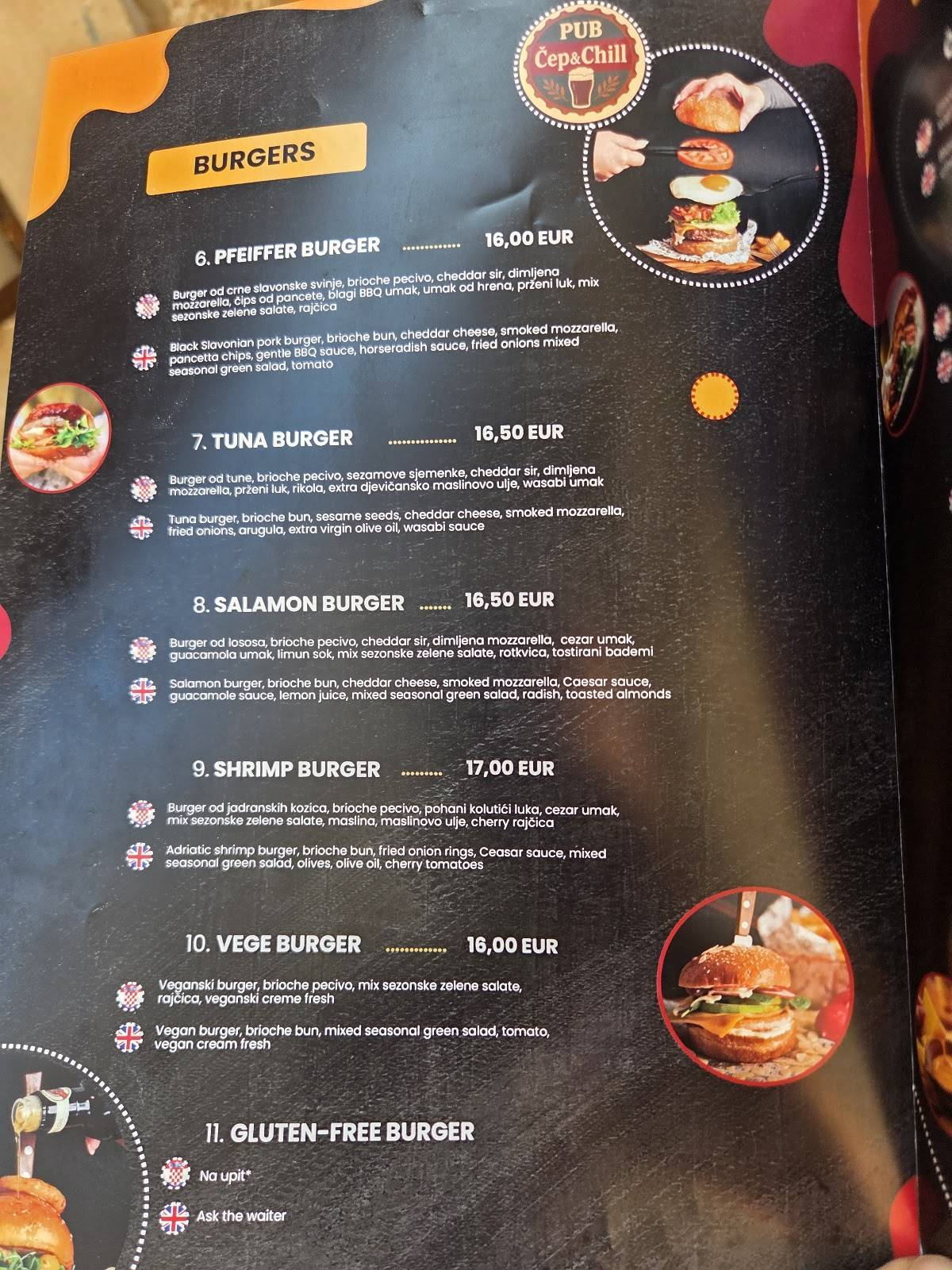 Menu di Čep & Chill Pub 