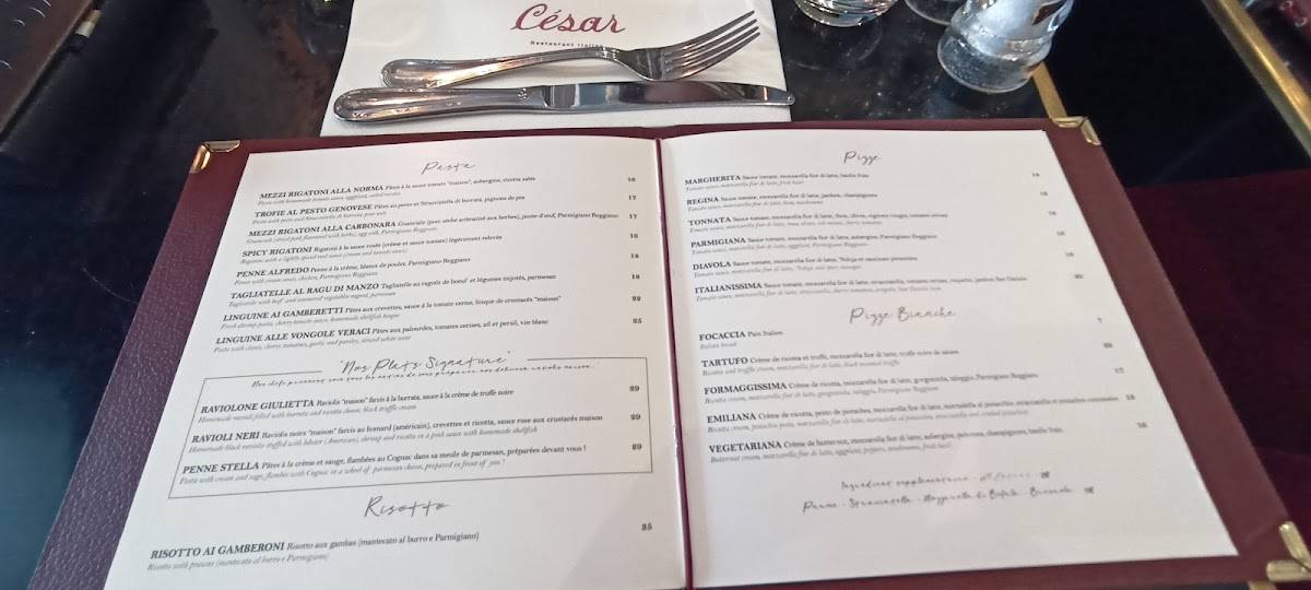 Menu de César Paris