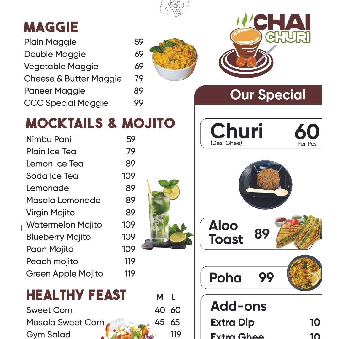 Chai churi cafe menu