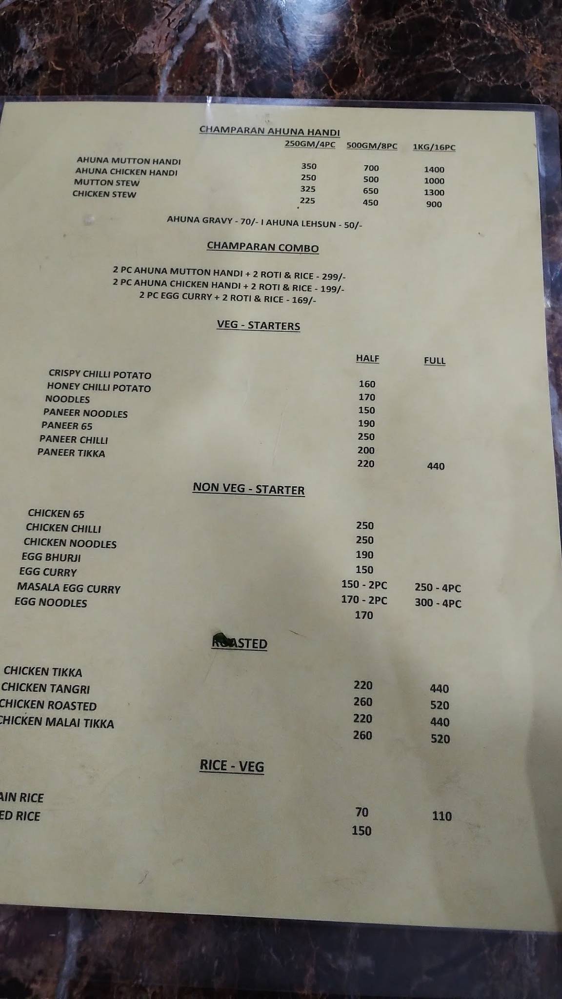 Champaran Meat House menu