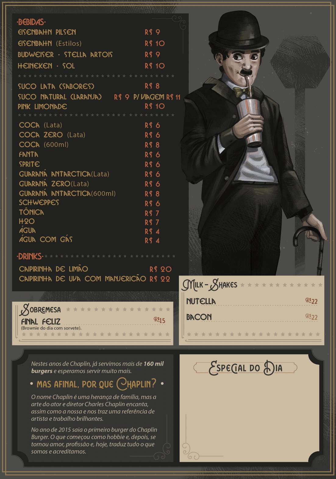 Chaplin Burger cardápio