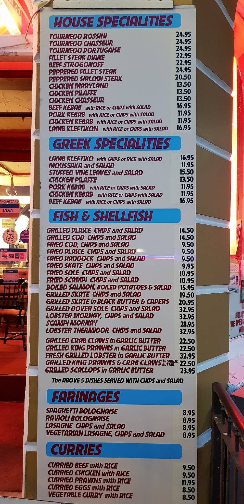 Menu at Charcoal Grill restaurant, Great Yarmouth