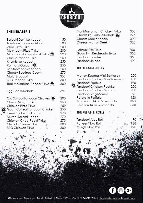 Charcoal Kebaberie menu