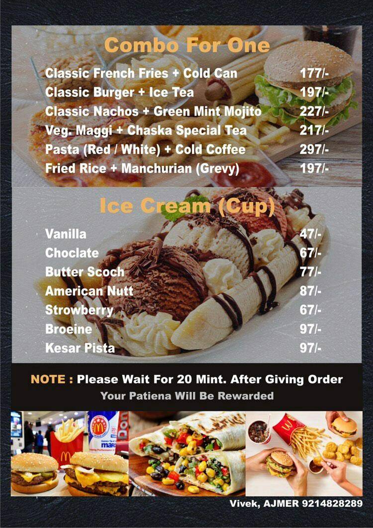 Chaska The Cafe And Lounge menu