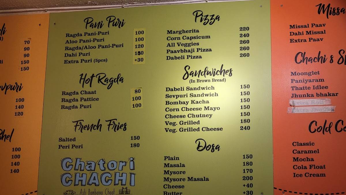 Chatori Chachi menu
