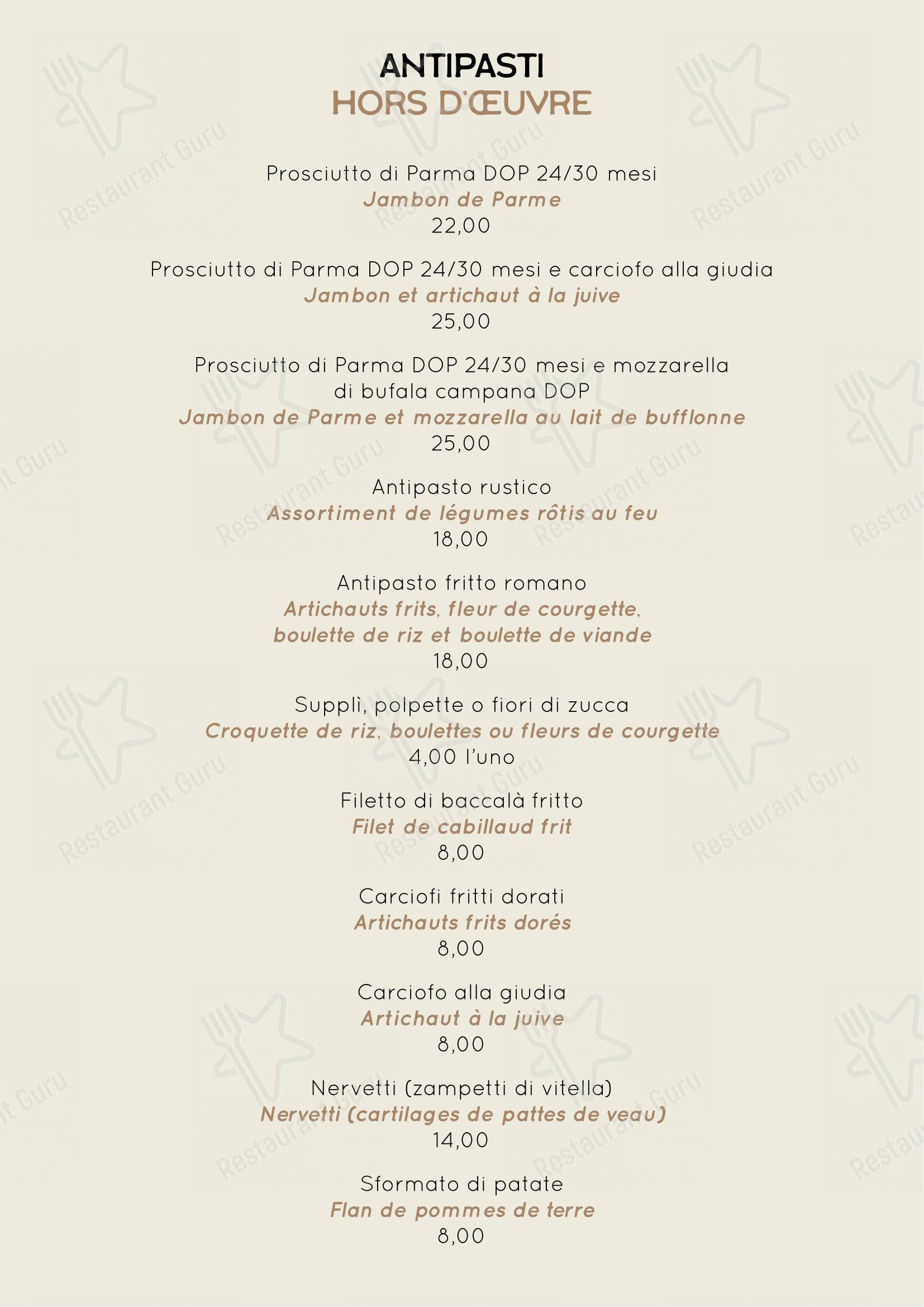 Menu bar per Checco Er Carettiere in Roma