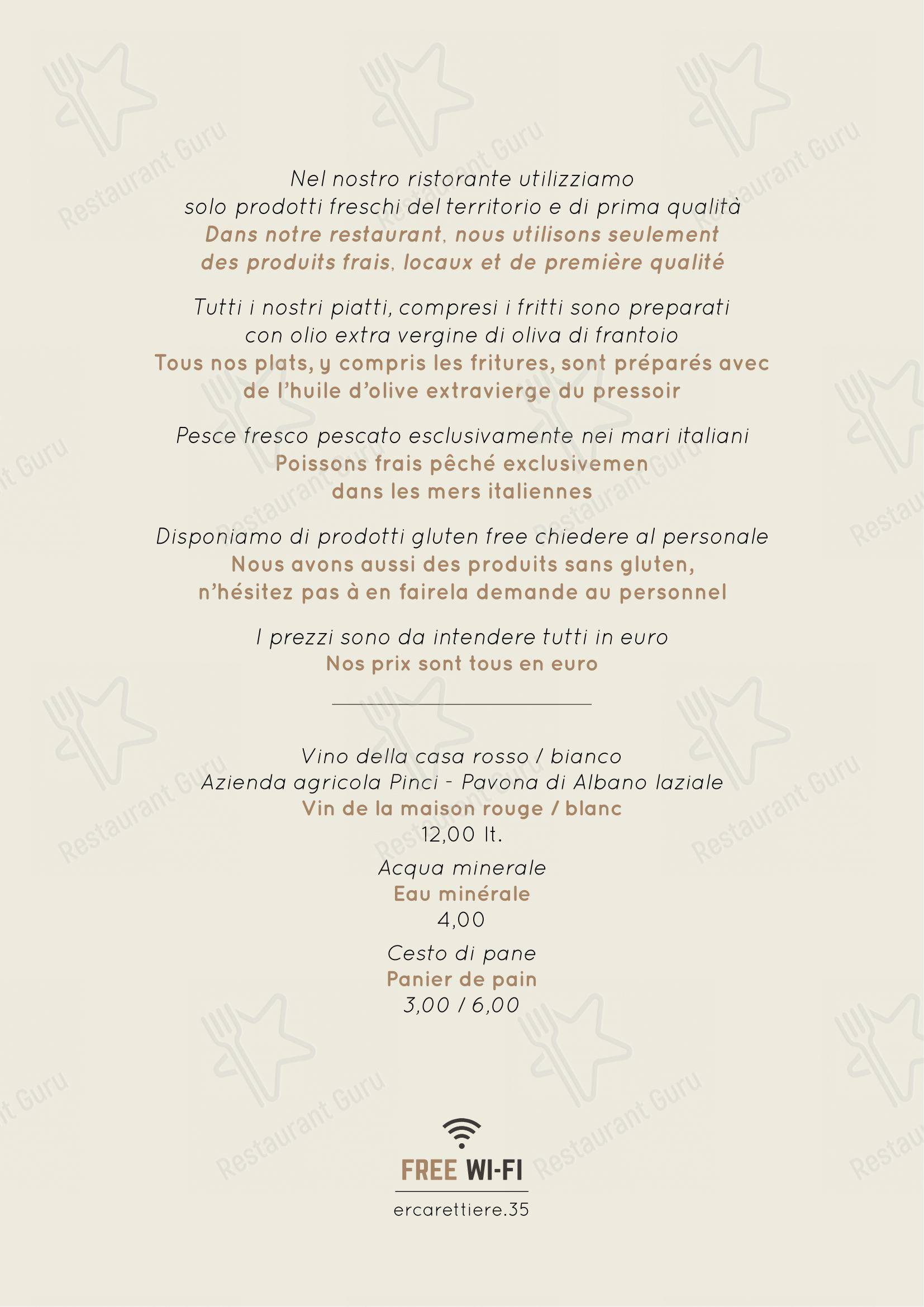 Menu bar per Checco Er Carettiere in Roma
