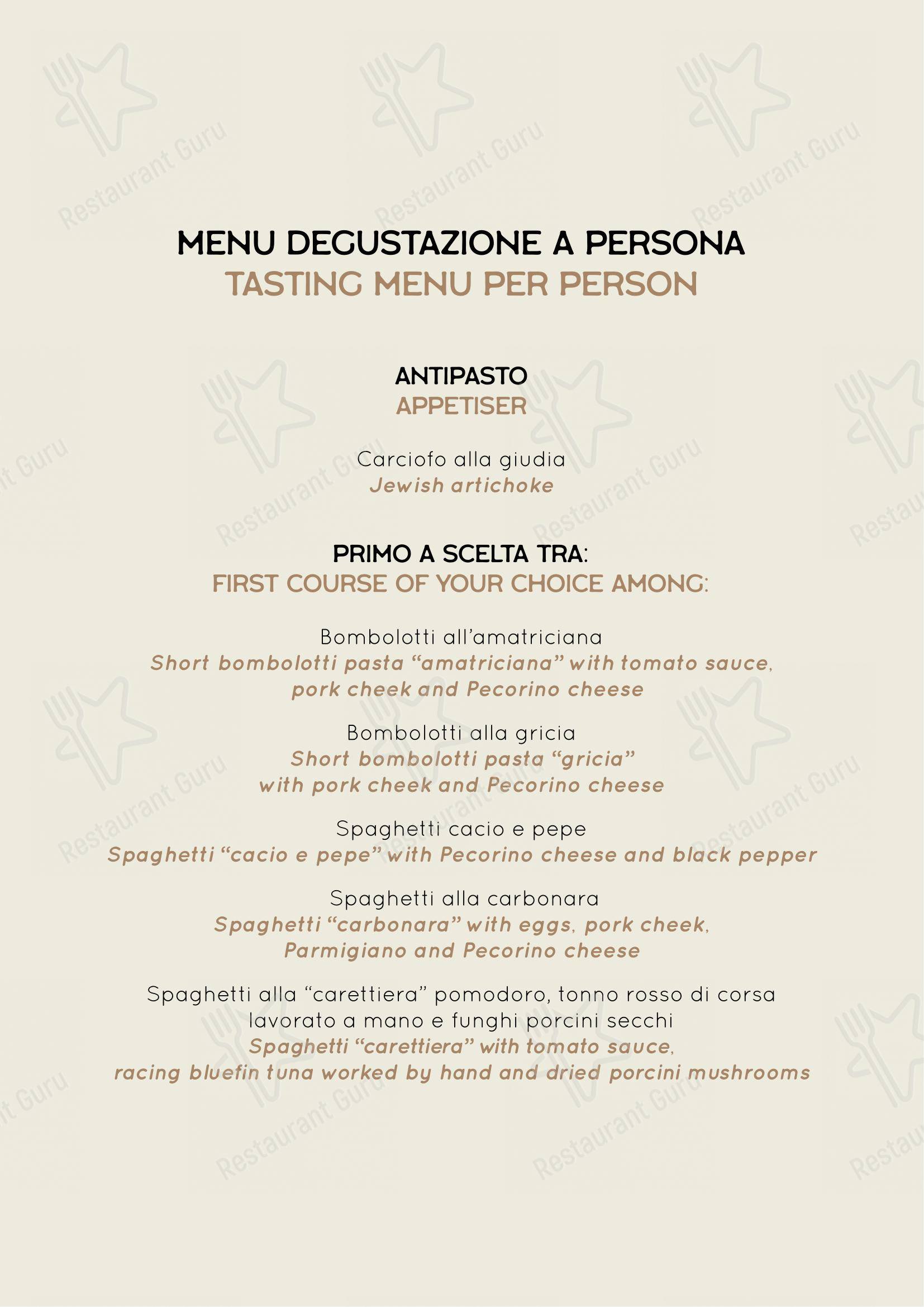 Menu per Checco Er Carettiere in Roma