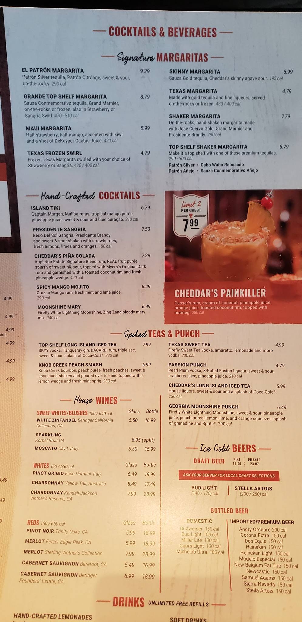 Menu at Cheddar's Scratch Kitchen restaurant, Wellington