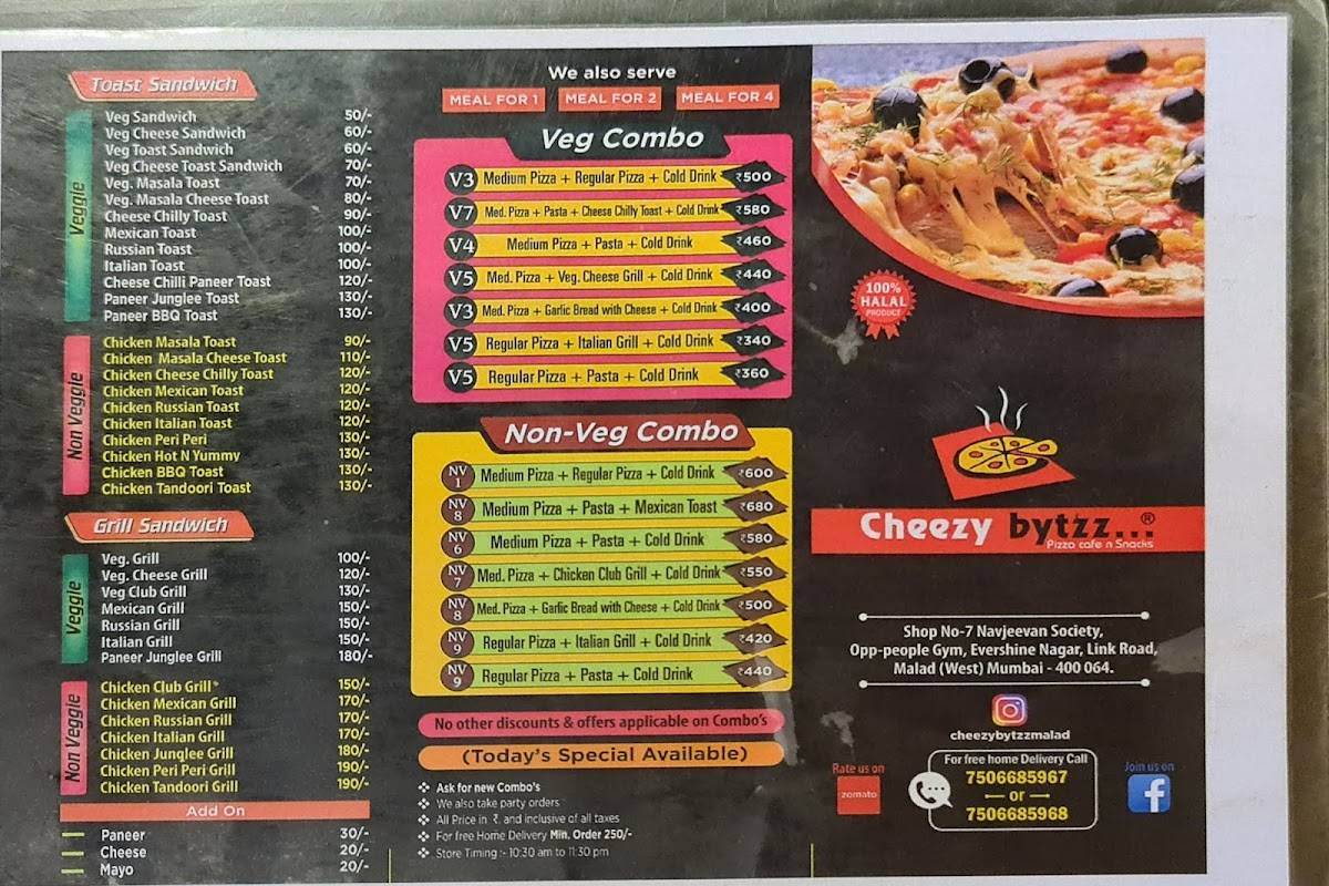 Cheezy Bytzz... Pizza cafe n Snacks menu