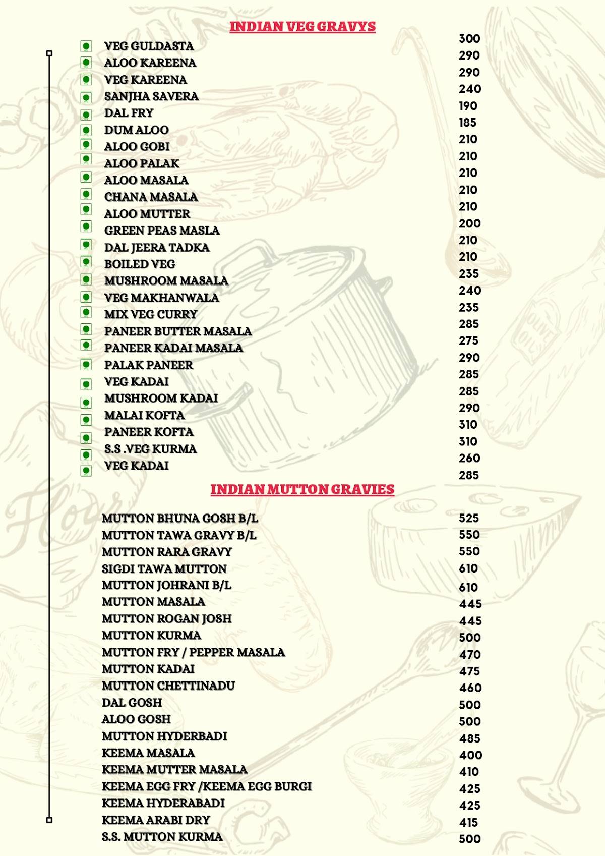 Savoury Seashell menu