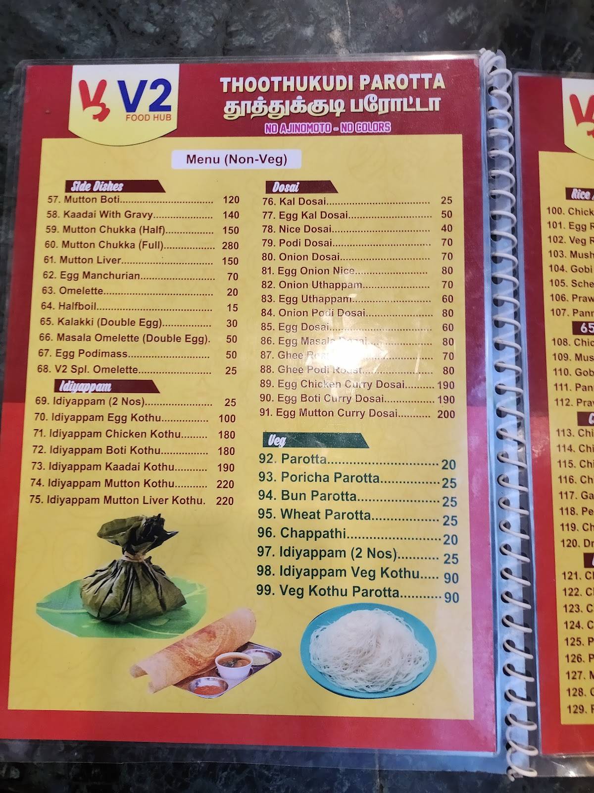 Menu at V2 FOOD HUB THOOTHUKUDI PAROTTA, Chennai