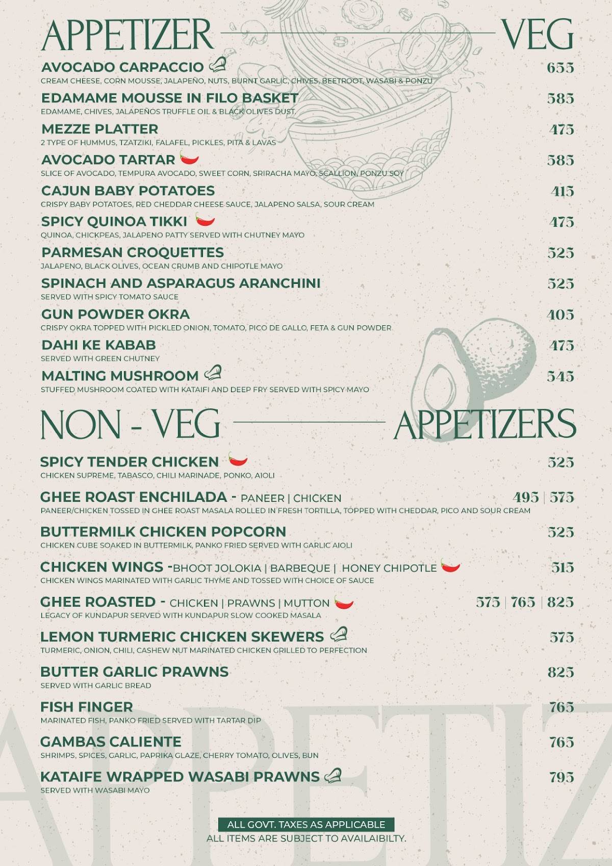 Cherie menu