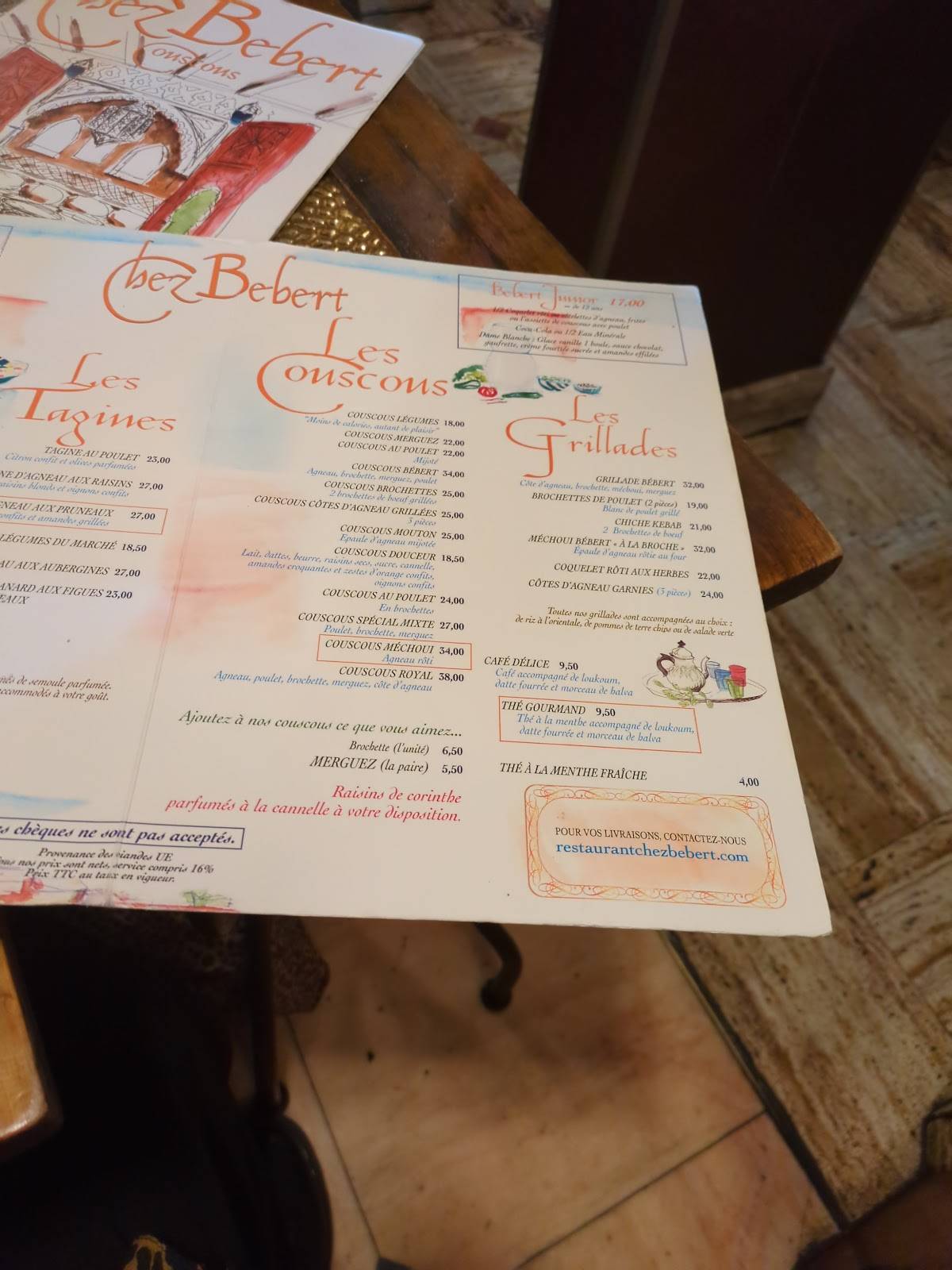 Menu de Chez Bébert