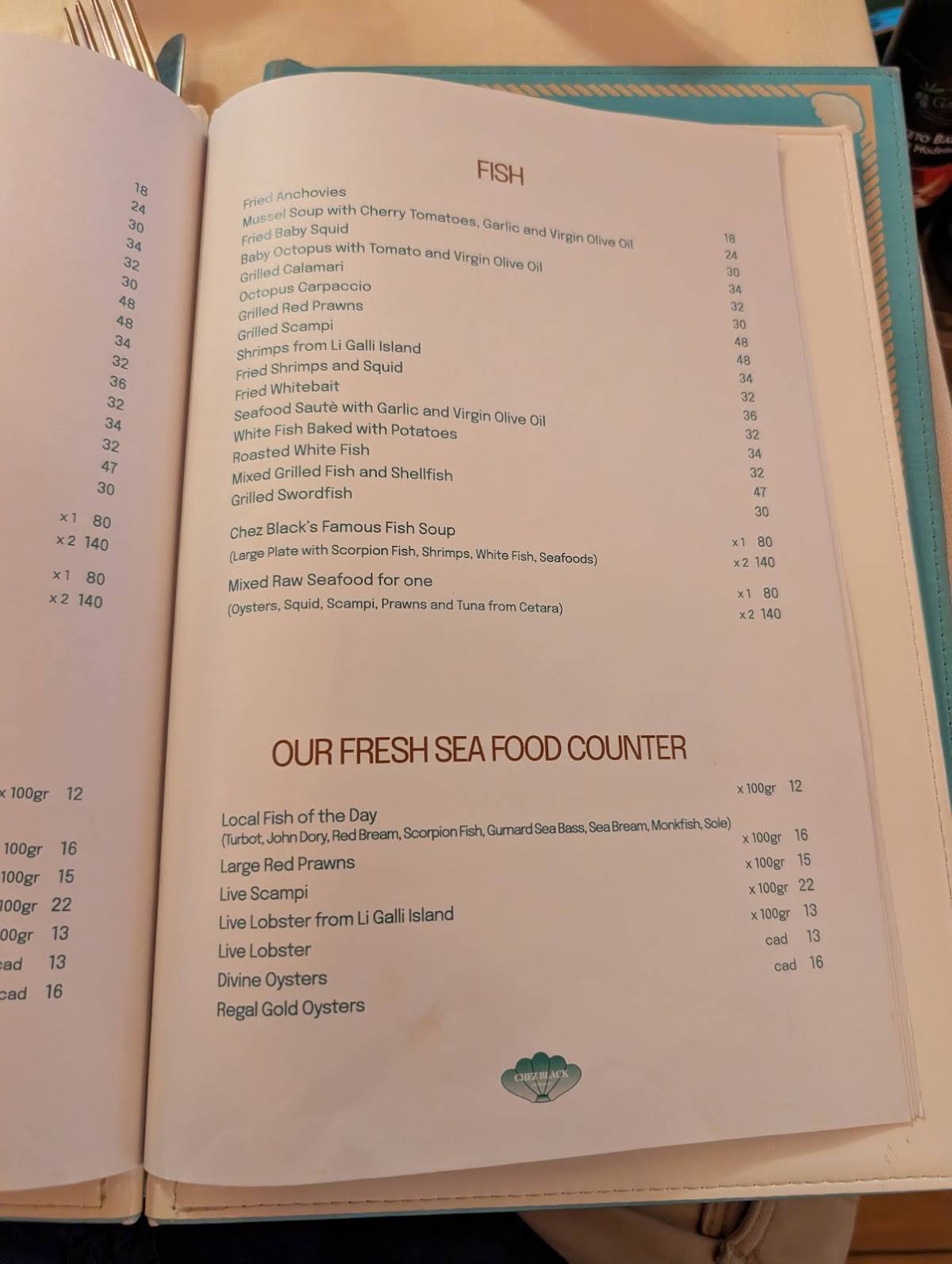 Menu di Chez Black 
