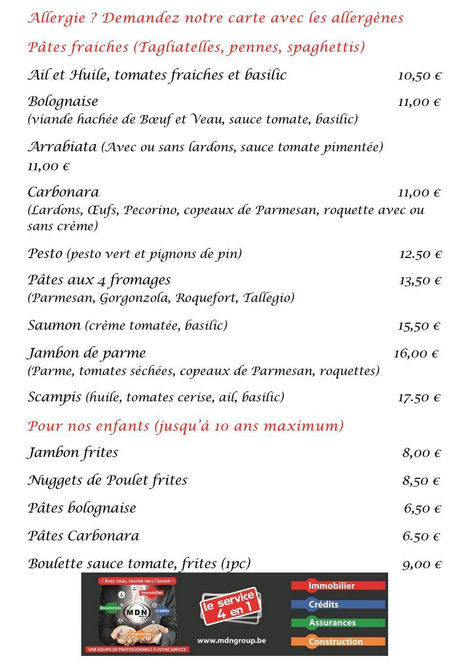 Menu de Chez Joseph