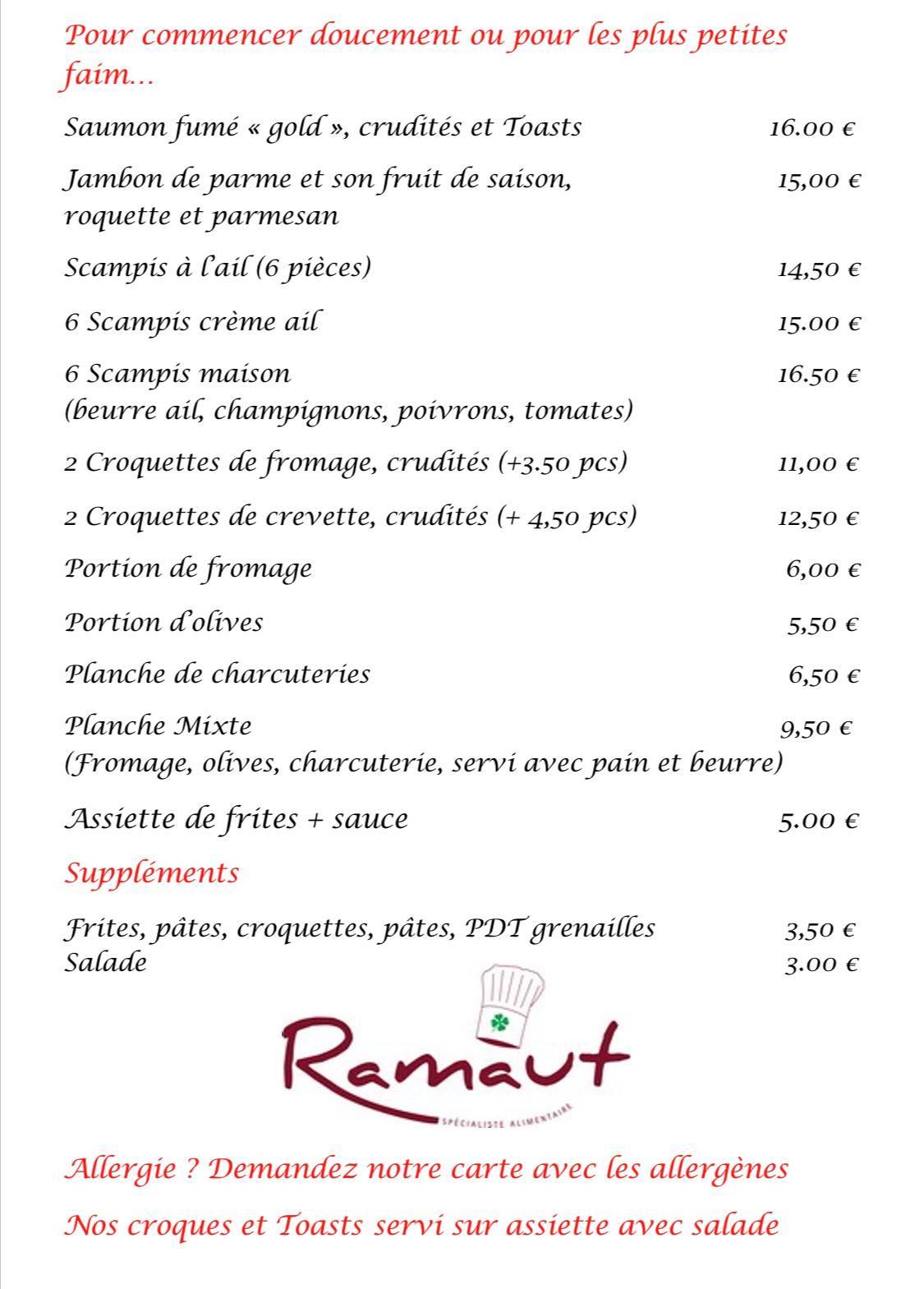 Menu de Chez Joseph