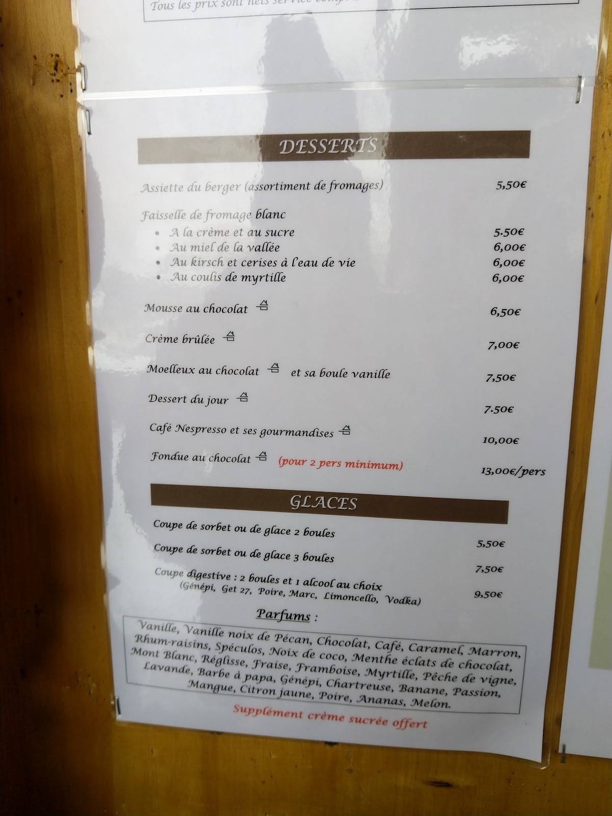 Menu de Chez Natacha et Gael