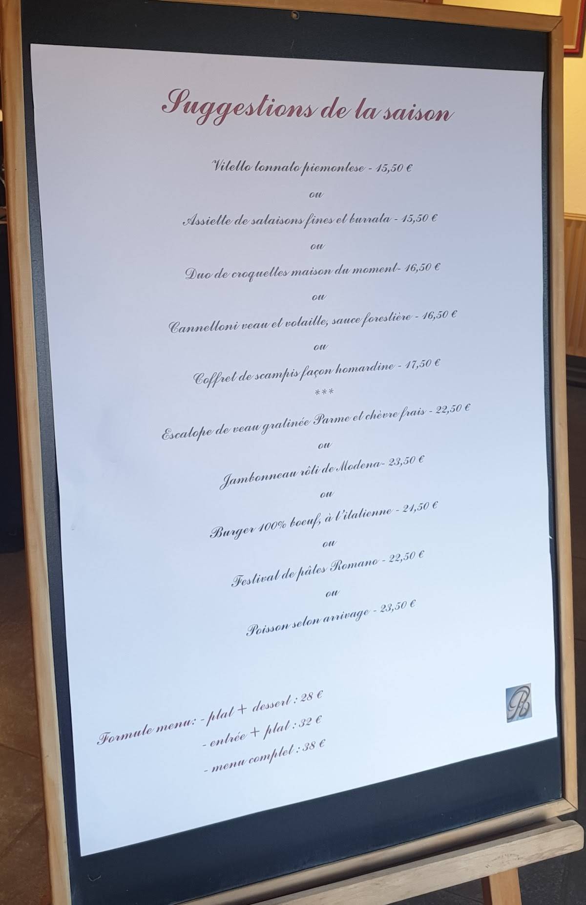 Menu de Chez Romano