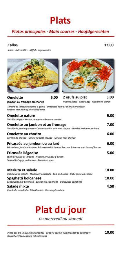 Menu de Chez Sam