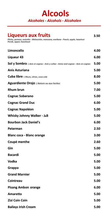 Menu de Chez Sam
