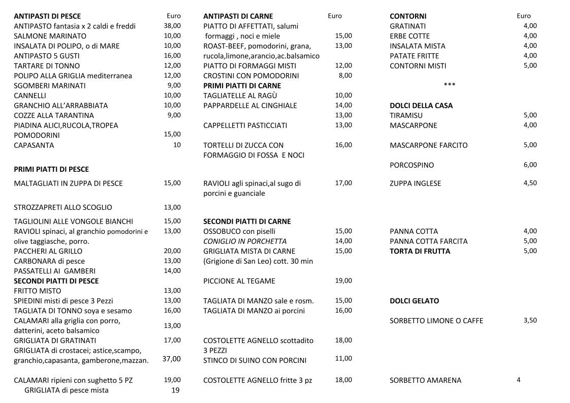 Menu di Chi Sfighed 