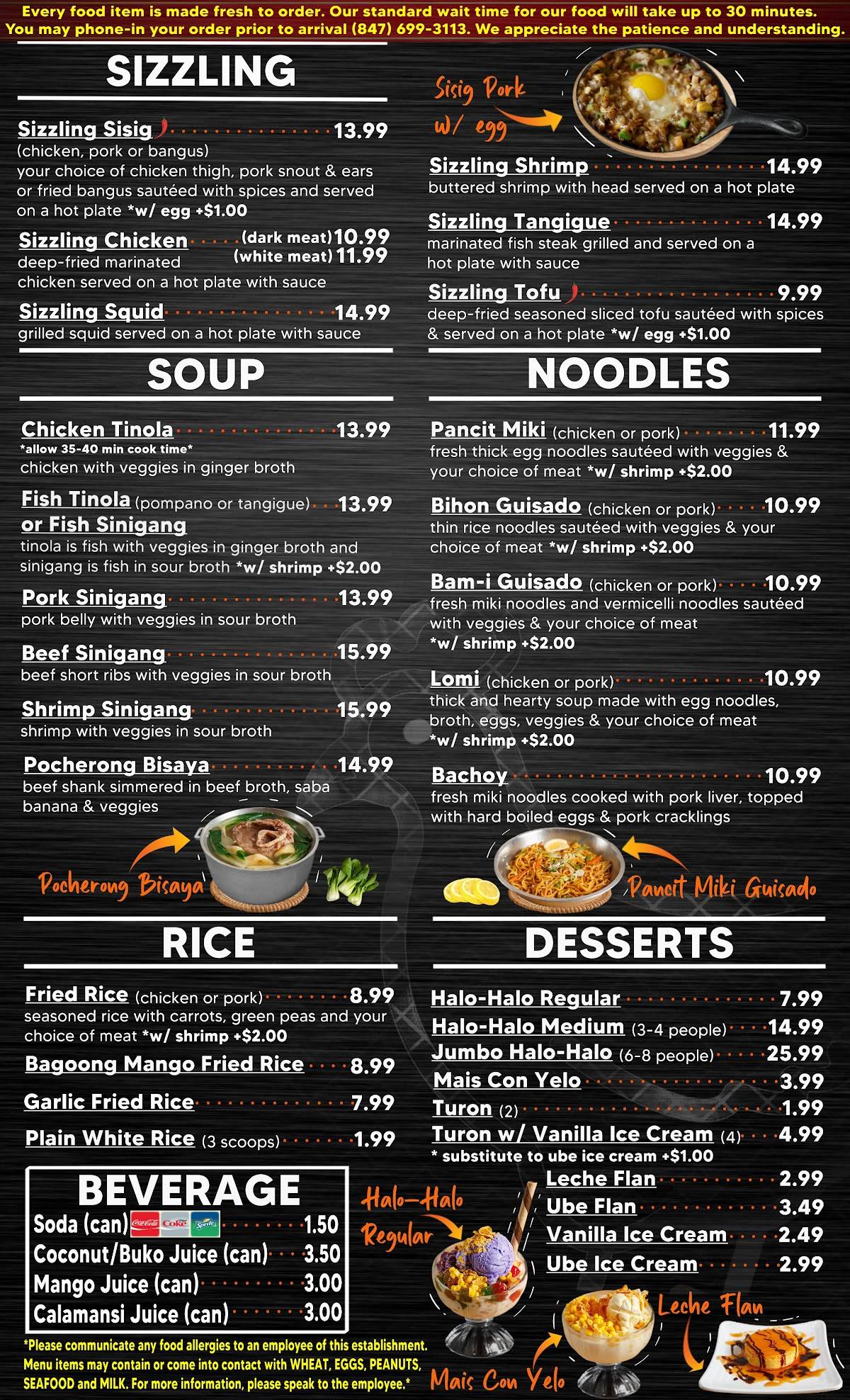 Menu at chicken ati atihan filipino grill restaurant niles