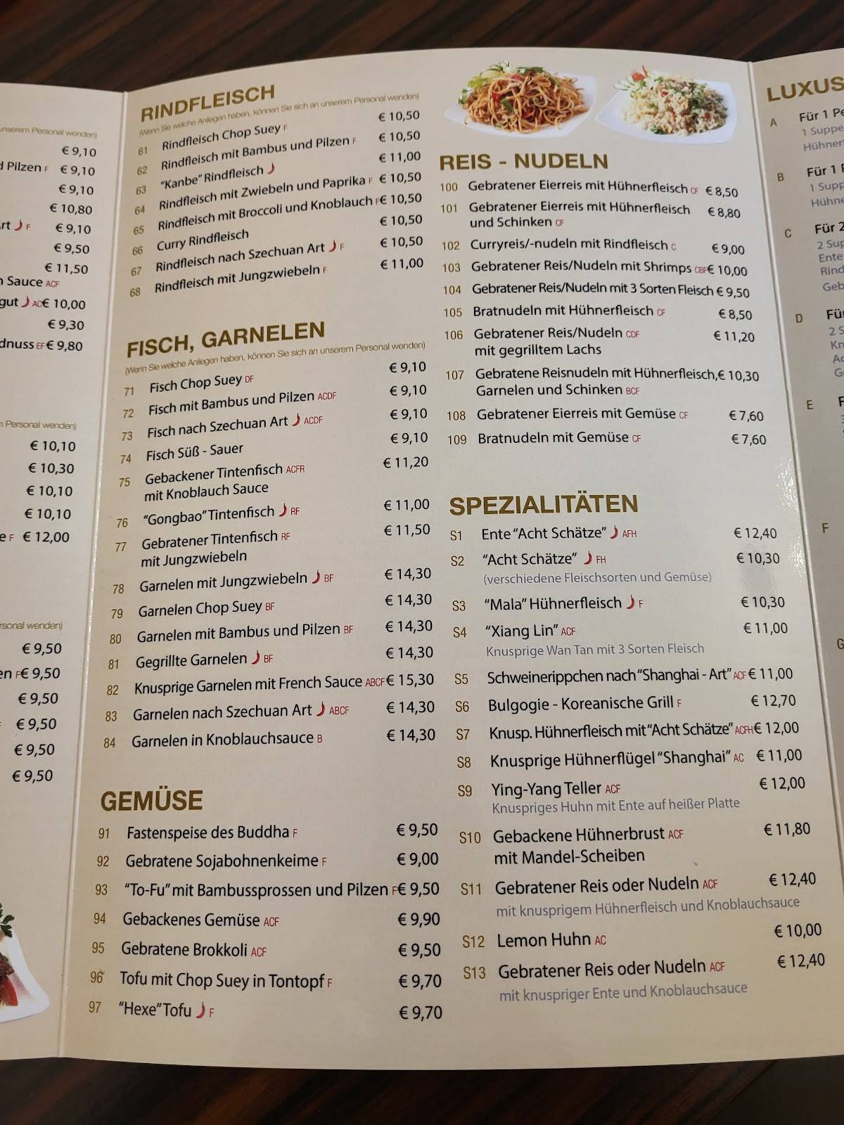 Menu de China Restaurant Pagode