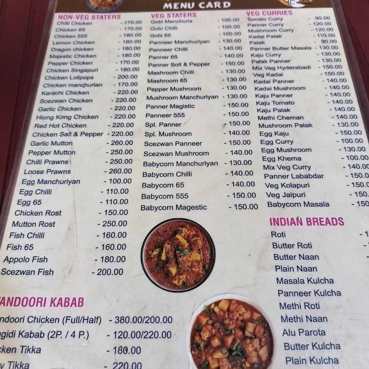 Chitti roti menu