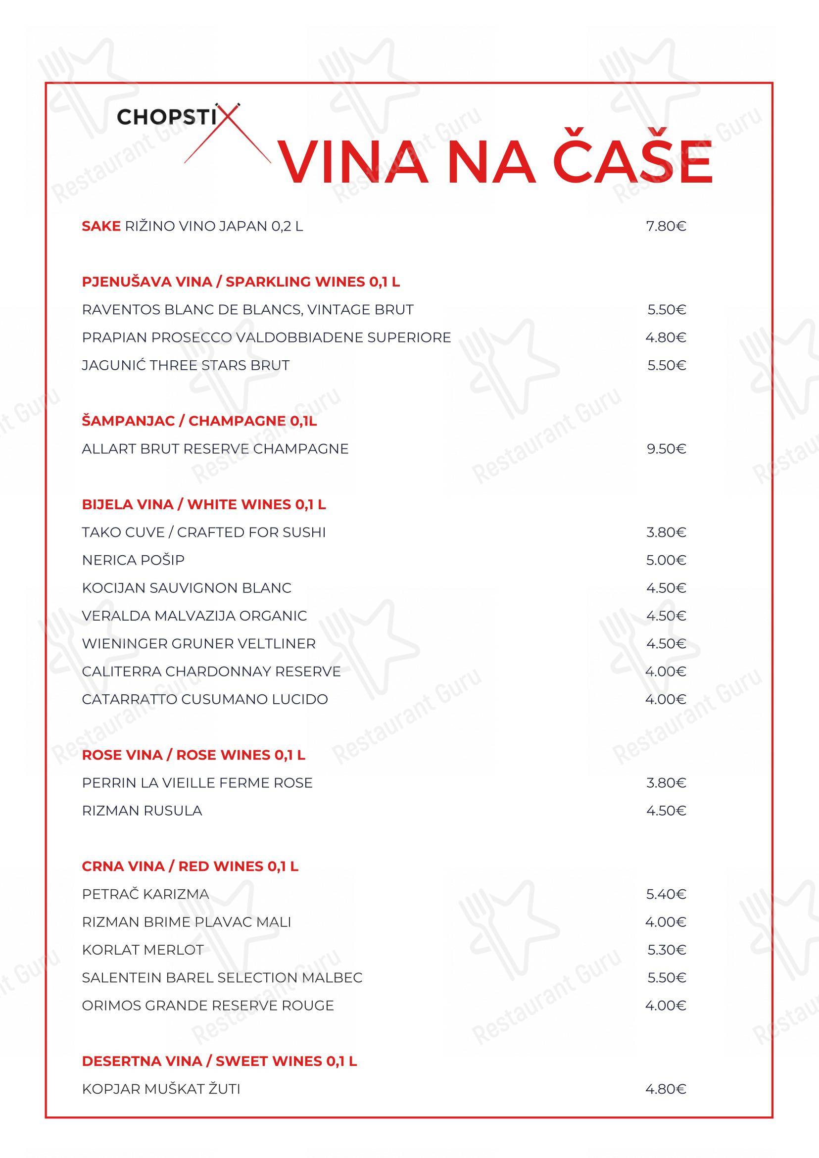 Chopstix Pan Asian Cuisine & Sushi bar in Zagabria - Menu