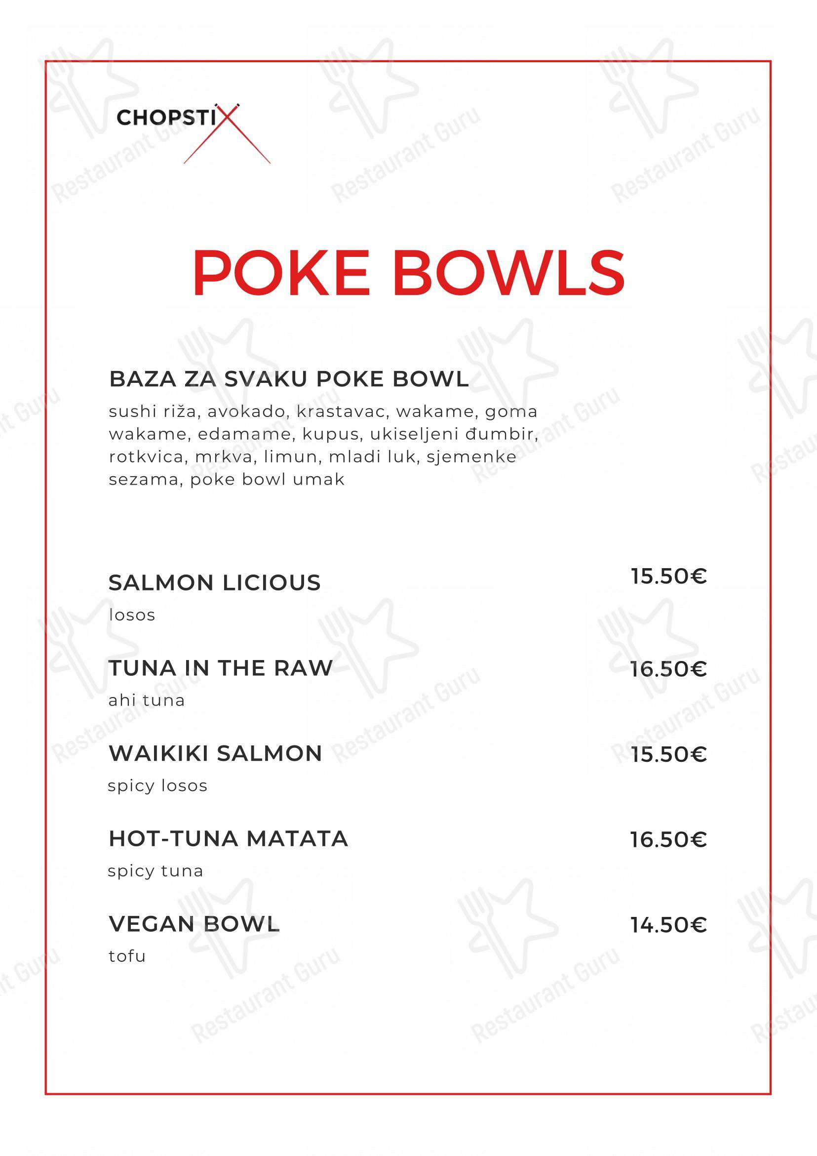 Menu di Chopstix Pan Asian Cuisine & Sushi bar - Menu