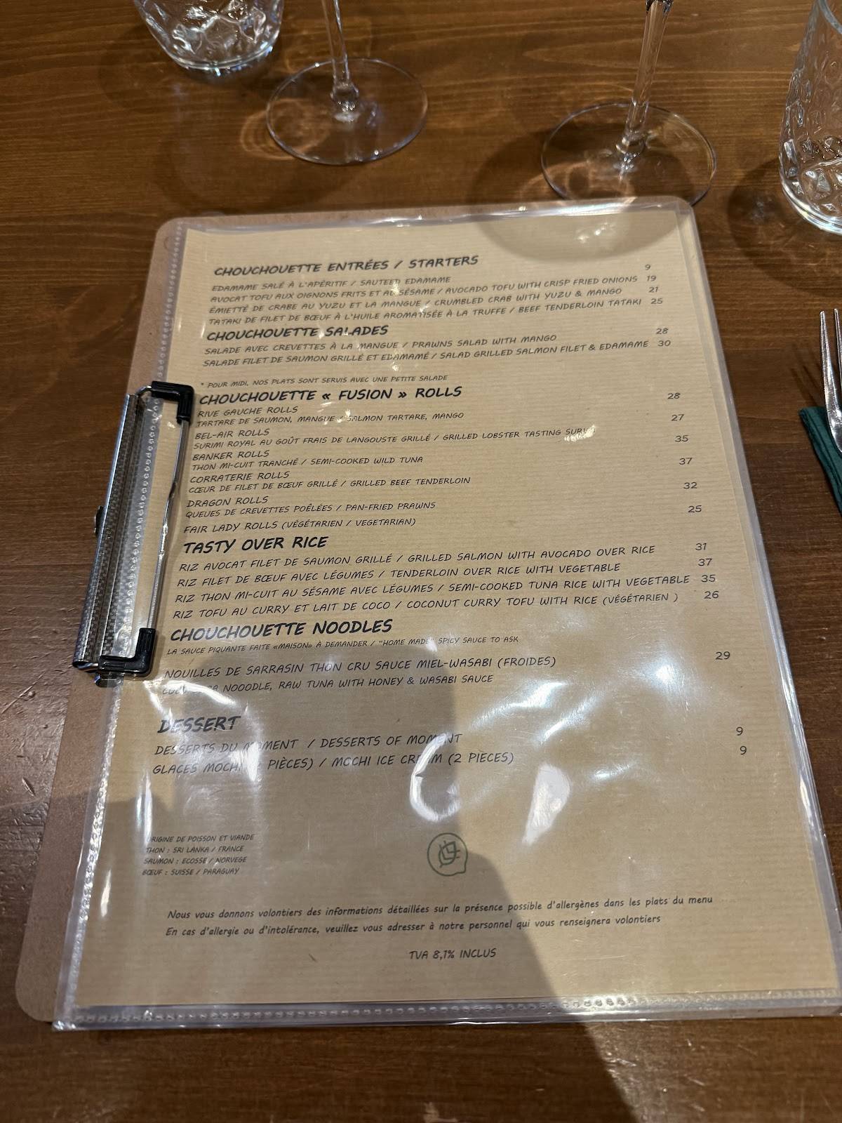 Menu di Chouchouette 