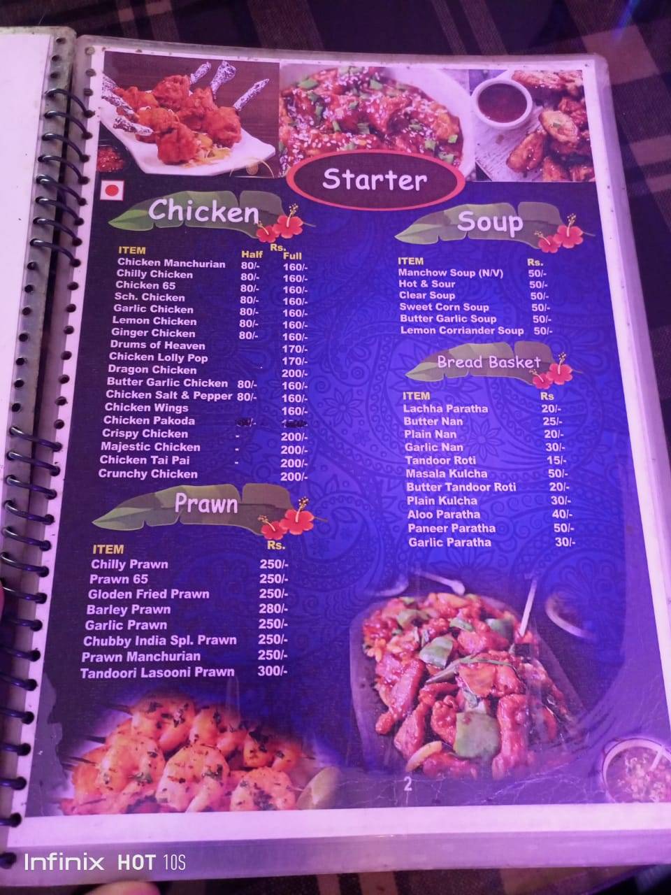Chubby India menu