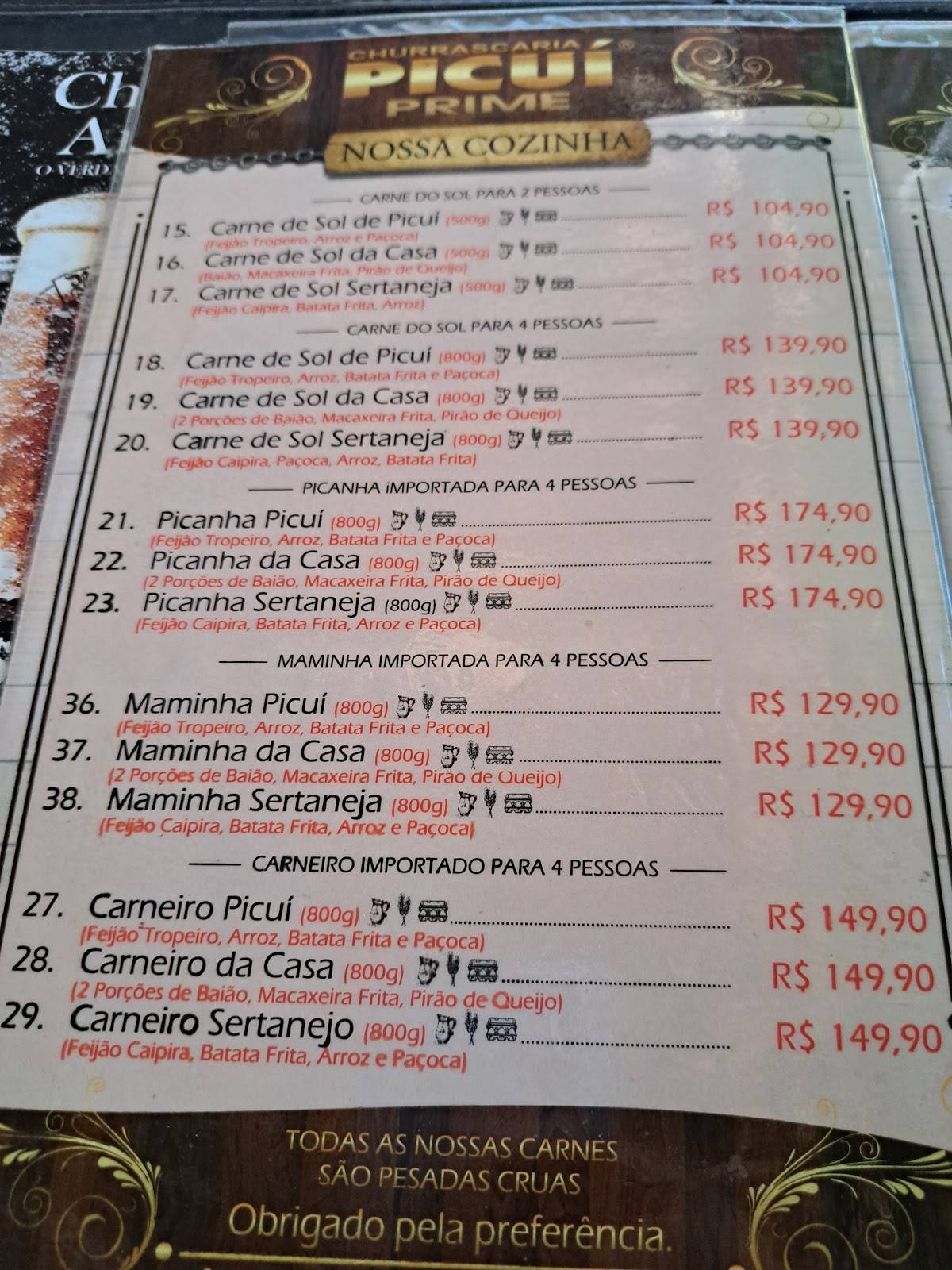 Churrascaria Picui Prime Cidade 2000 cardápio