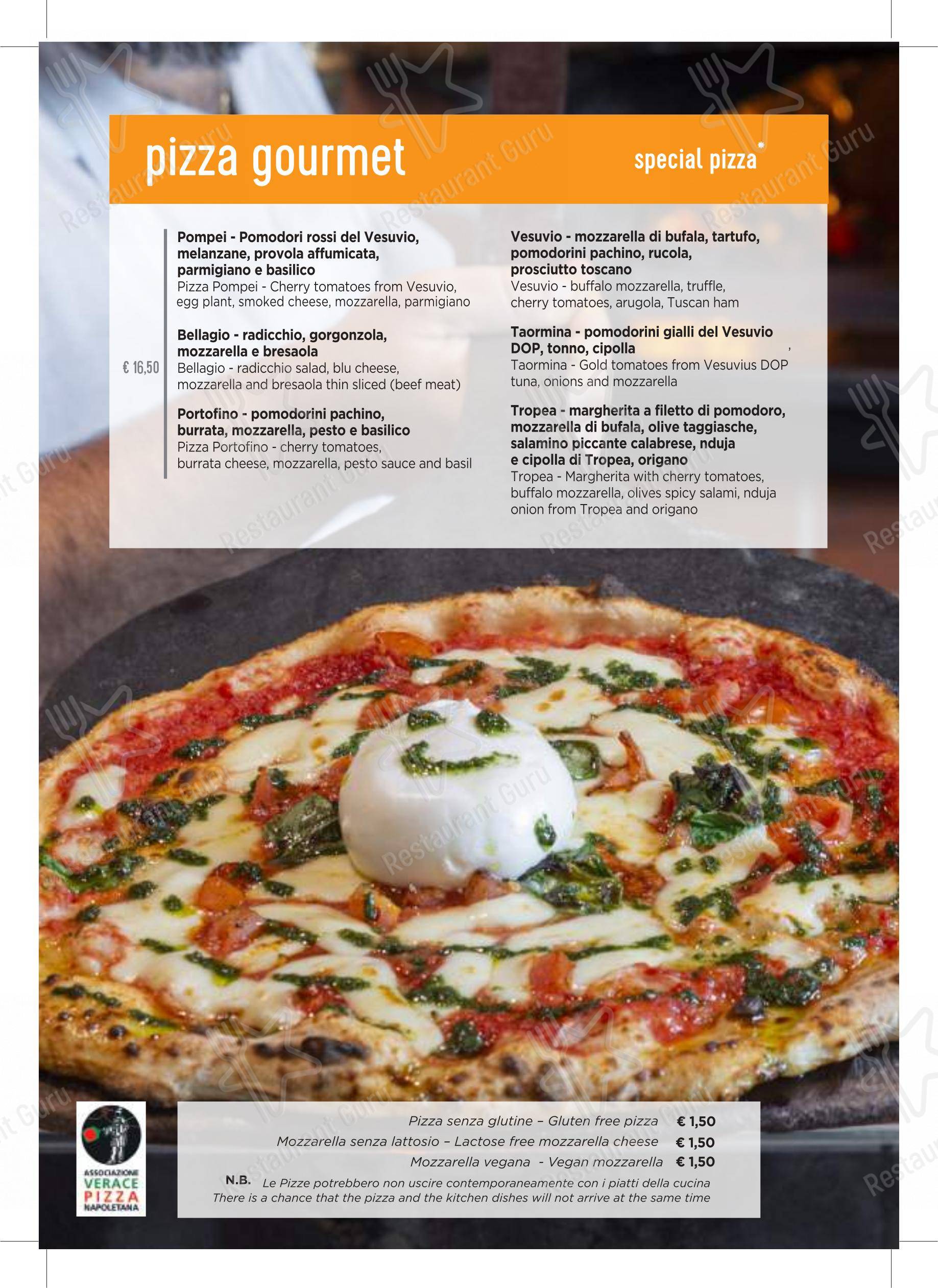 Menu pour Ciro and Sons - Restaurant Pizzeria Firenze pizzeria