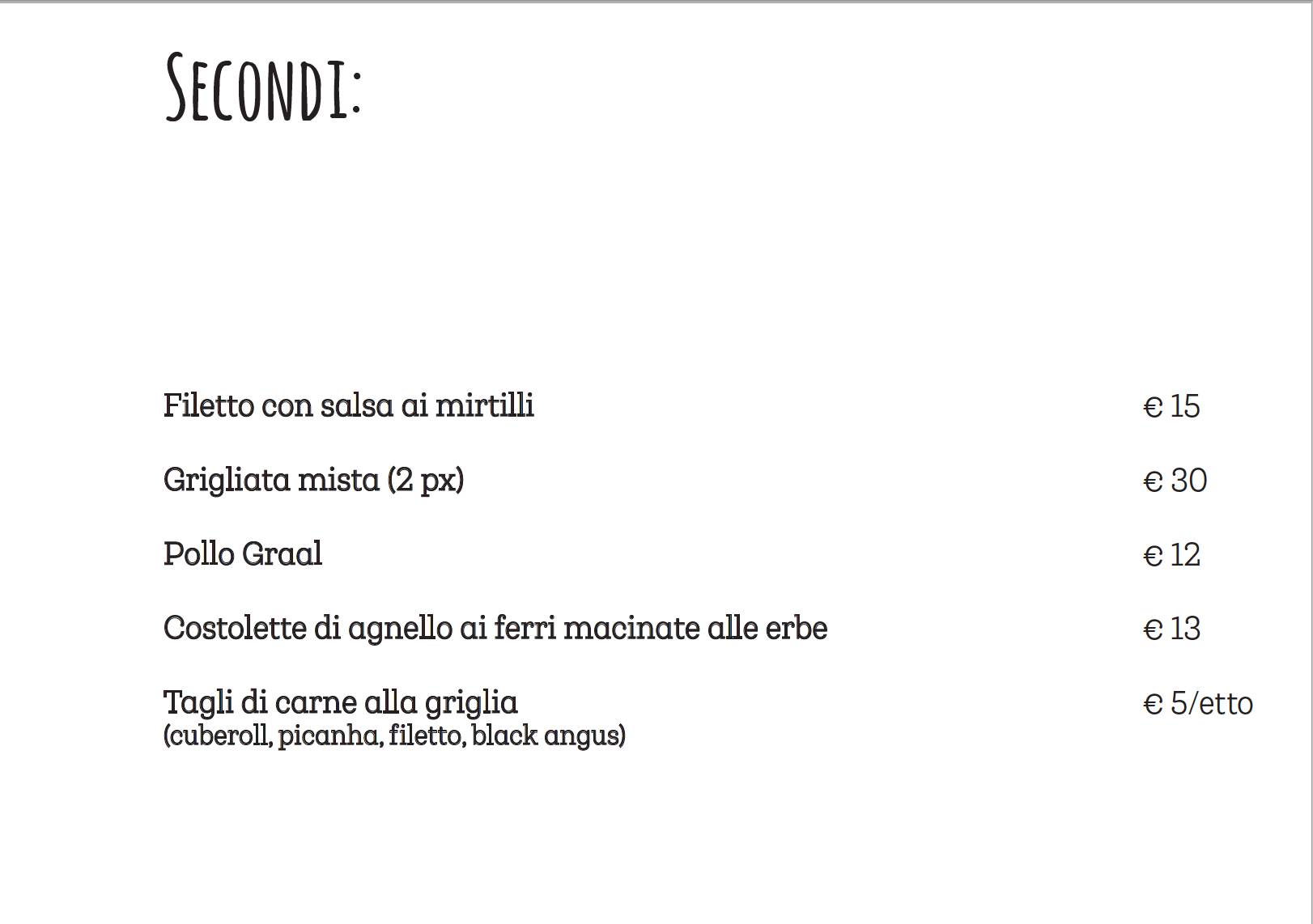 Menu di Graal 