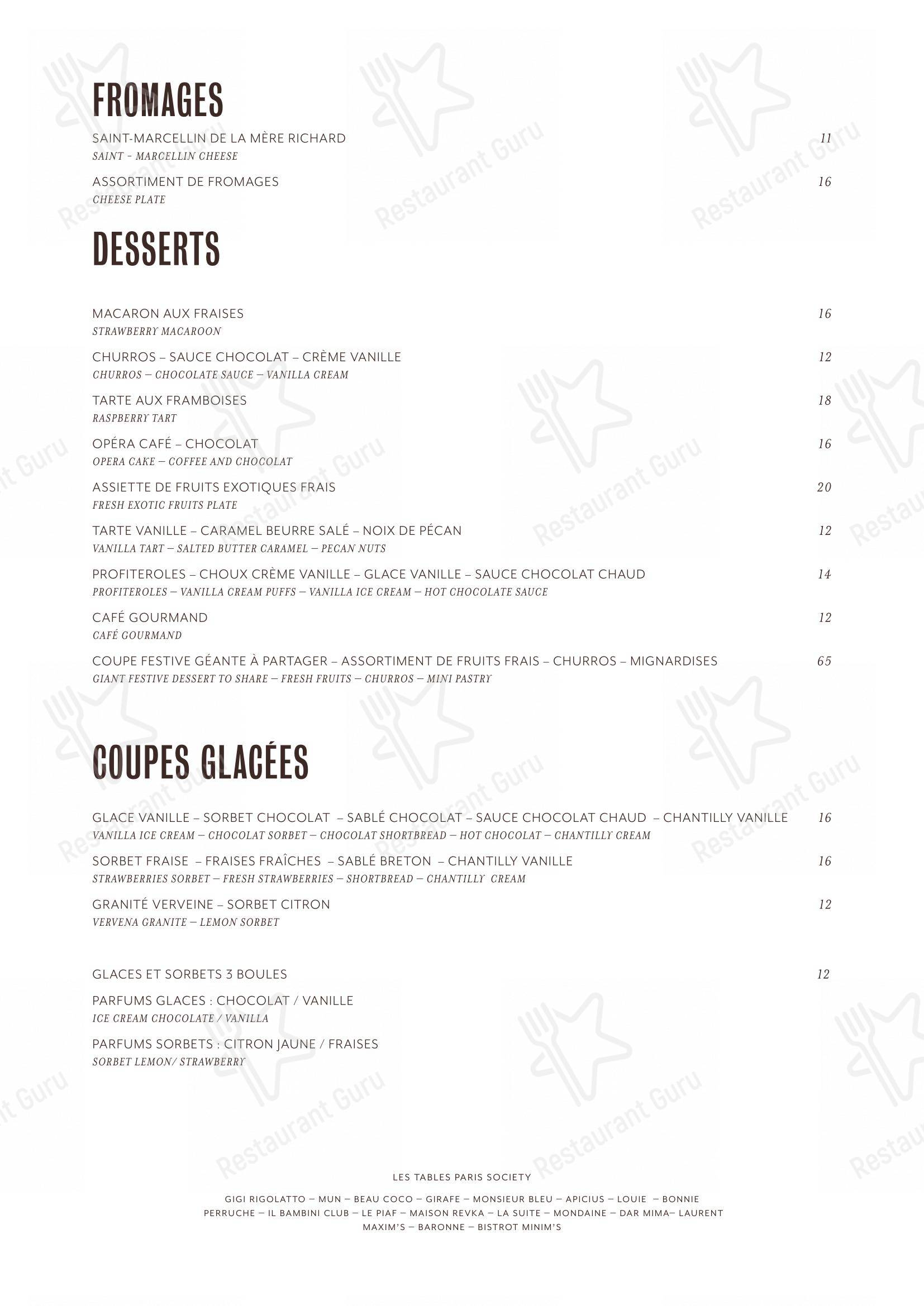 Menu pour BeauCoco Lyon - Menu