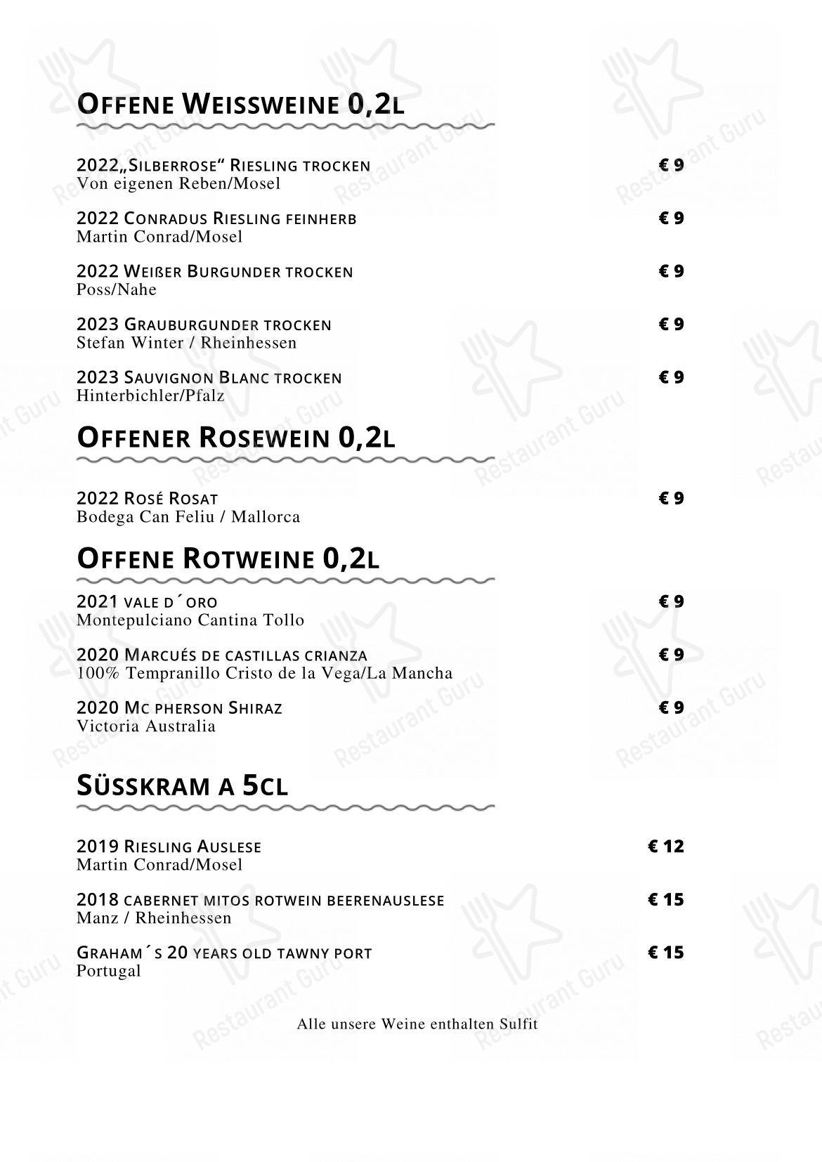 Menu pour Coast • Restaurant & Weinbar - Menu