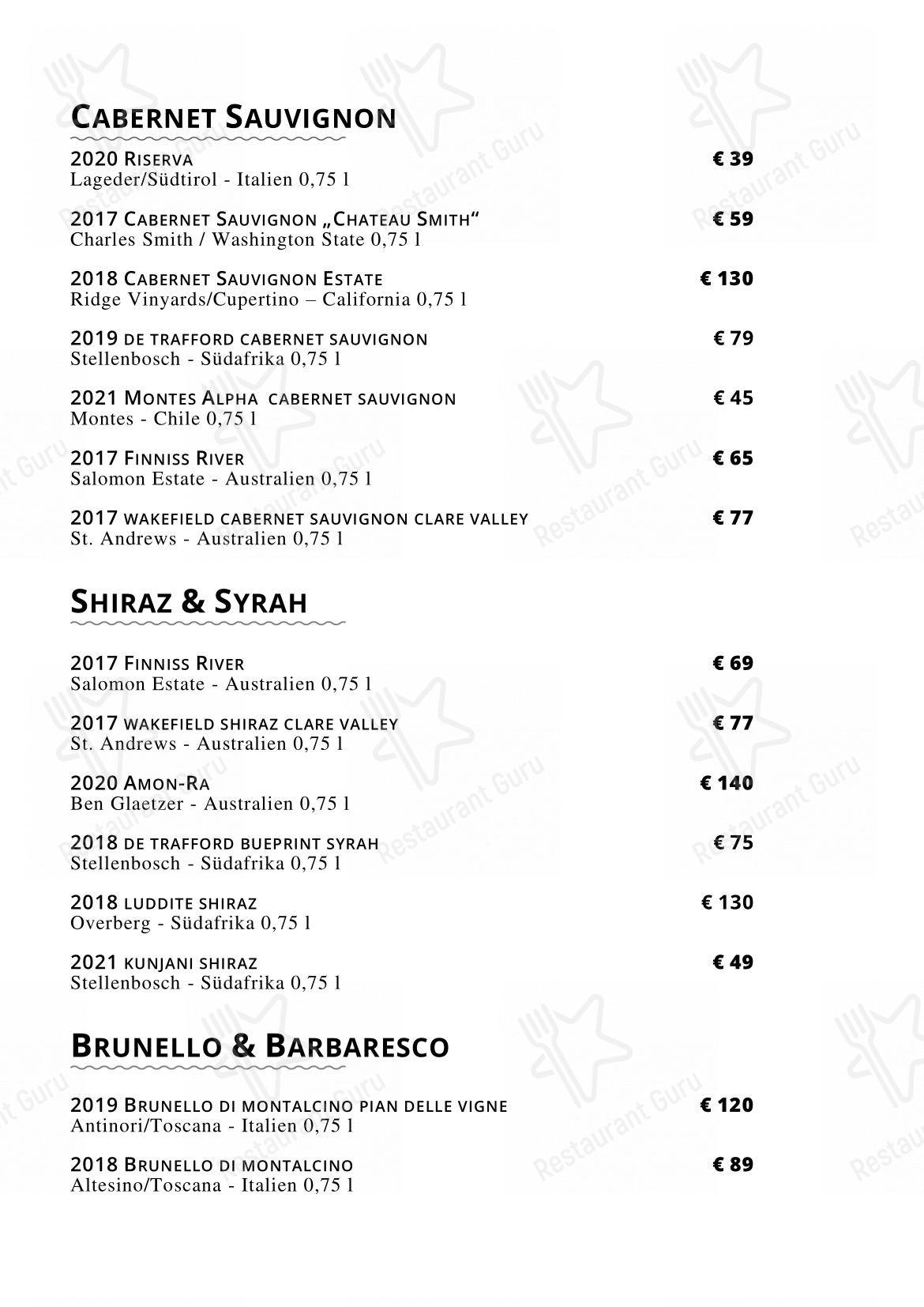 Menu pour Coast • Restaurant & Weinbar - Menu