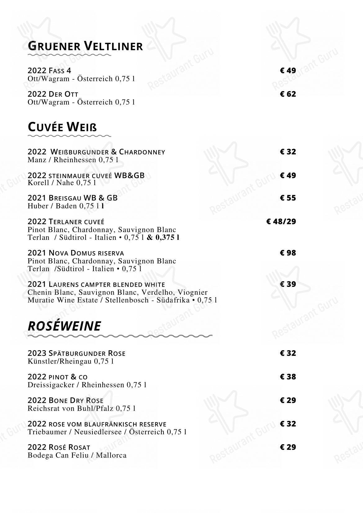 Menu pour Coast • Restaurant & Weinbar - Menu